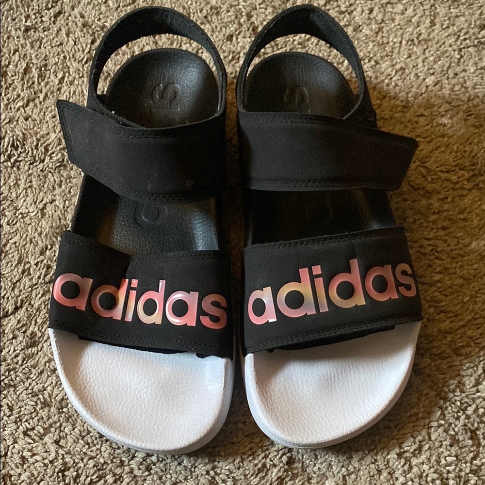 Adidas Black and White Sporty Sandals